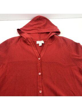 CJ Banks Womens Red V-Neck Hooded Short Sleeve Sweater Cardigan 2x